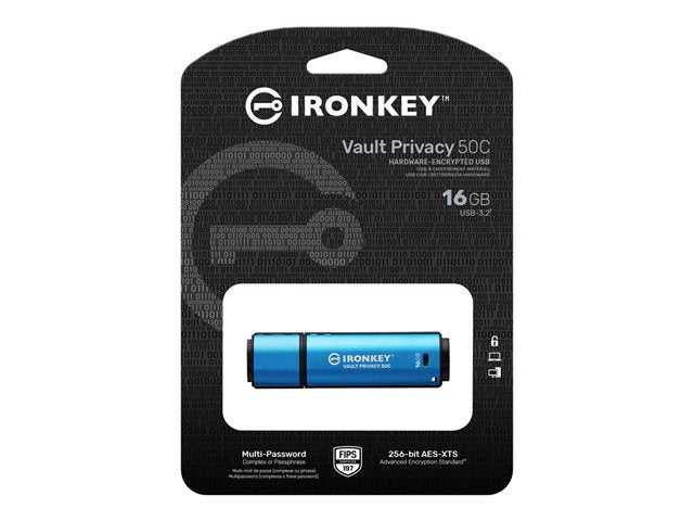 KINGSTON 16GB USB-C IronKey Vault Privacy 50C AES-256 Криптиран FIPS 197