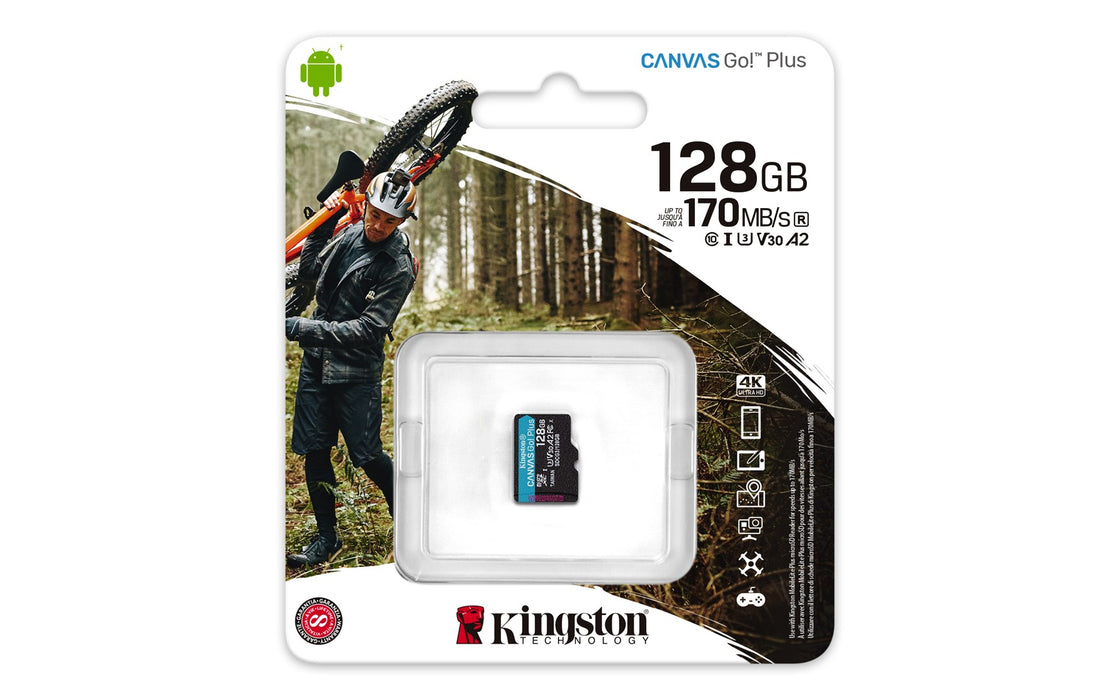 KINGSTON 128GB microSDXC Canvas Go Plus 170R A2 U3 V30 единичен пакет без ADP