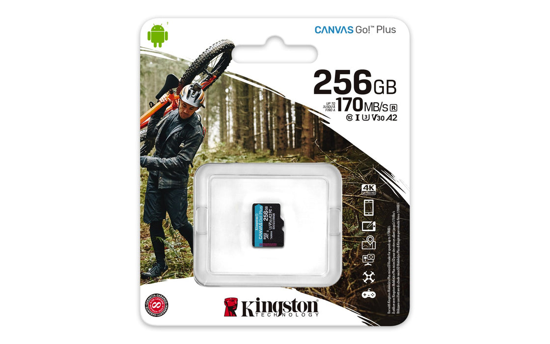 KINGSTON 256GB microSDXC Canvas Go Plus 170R A2 U3 V30 единичен пакет без ADP