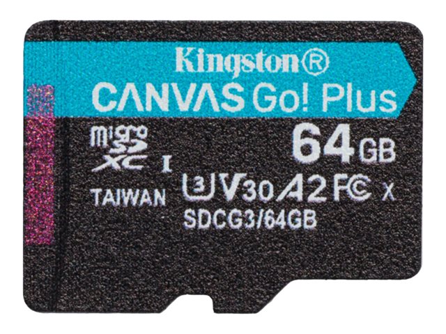 KINGSTON 64GB microSDXC Canvas Go Plus 170R A2 U3 V30 Единична опаковка без ADP