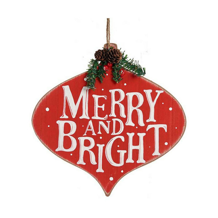 Висяща украса Krist+ Merry and  Bright Бял Червен Зелен Пластмаса Дървен MDF 30 x 3,5 x 30 cm