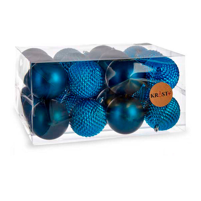 Комплект Коледни Топки Krist+ 00927 00927 Син Пластмаса Ø 8 cm (6 броя)