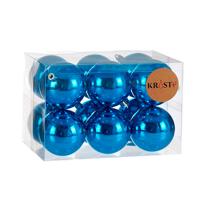 Комплект Коледни Топки Krist+ K1912476-1 K1912476-1 Син Пластмаса Ø 7 cm (12 броя)