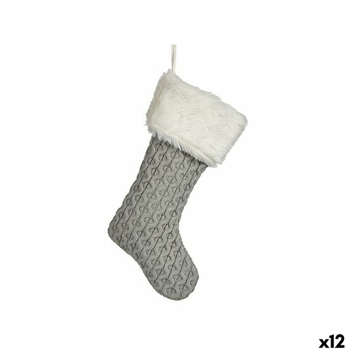 Коледна Украса Krist+ FG09-20493B FG09-20493B Бял Сив Плат Коледни Чорапи 28 x 4 x 46 cm (12 броя)