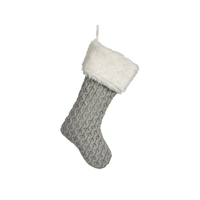 Коледна Украса Krist+ FG09-20493B FG09-20493B Бял Сив Плат Коледни Чорапи 28 x 4 x 46 cm (12 броя)