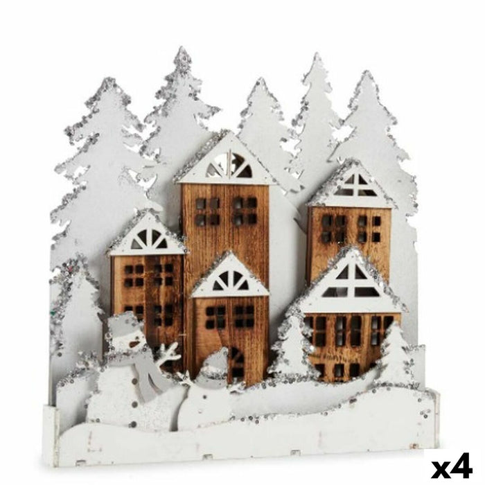Декоративна фигурка Krist+ YF19-107 YF19-107 Бял Кафяв Селище 44 x 44,7 x 6 cm Светлина (4 броя)