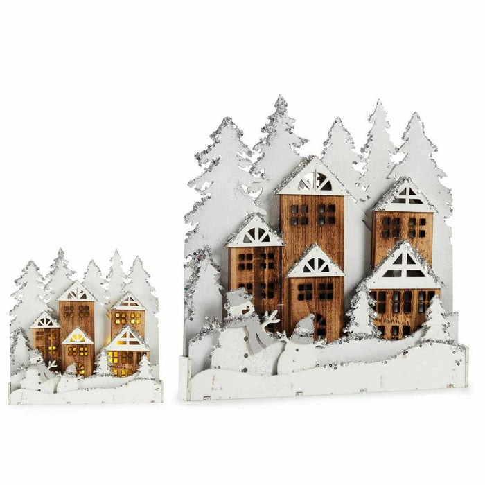 Декоративна фигурка Krist+ YF19-107 YF19-107 Бял Кафяв Селище 44 x 44,7 x 6 cm Светлина (4 броя)