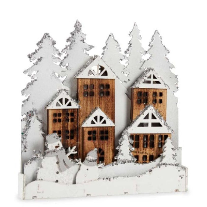 Декоративна фигурка Krist+ YF19-107 YF19-107 Бял Кафяв Селище 44 x 44,7 x 6 cm Светлина (4 броя)