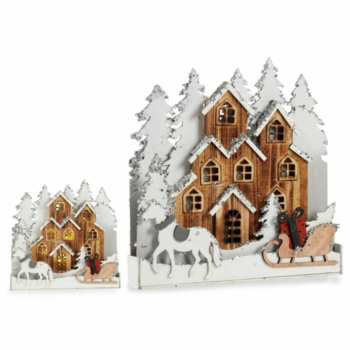 Декоративна фигурка Krist+ YF19-110 YF19-110 Бял Кафяв Селище 44 x 44,5 x 6 cm Светлина (4 броя)