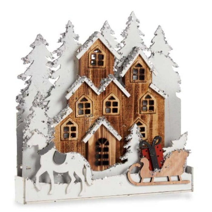 Декоративна фигурка Krist+ YF19-110 YF19-110 Бял Кафяв Селище 44 x 44,5 x 6 cm Светлина (4 броя)