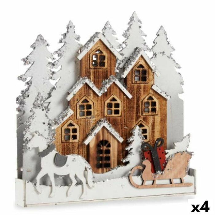 Декоративна фигурка Krist+ YF19-110 YF19-110 Бял Кафяв Селище 44 x 44,5 x 6 cm Светлина (4 броя)