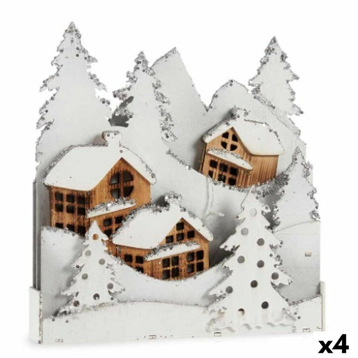 Декоративна фигурка Krist+ YF19-108 YF19-108 Бял Кафяв Селище 44 x 48 x 7,5 cm Светлина (4 броя)