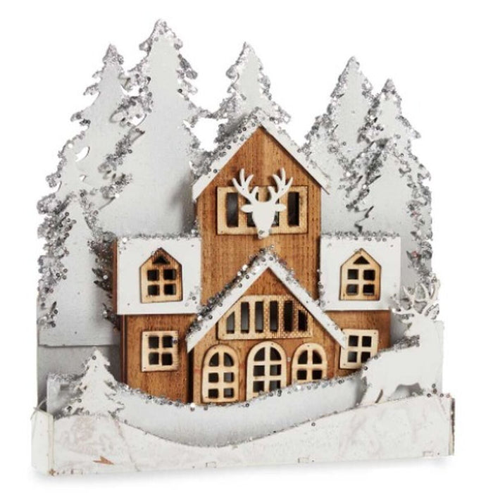 Декоративна фигурка Krist+ YF19-106 YF19-106 Бял Кафяв Селище 44 x 43 x 6 cm Светлина (4 броя)