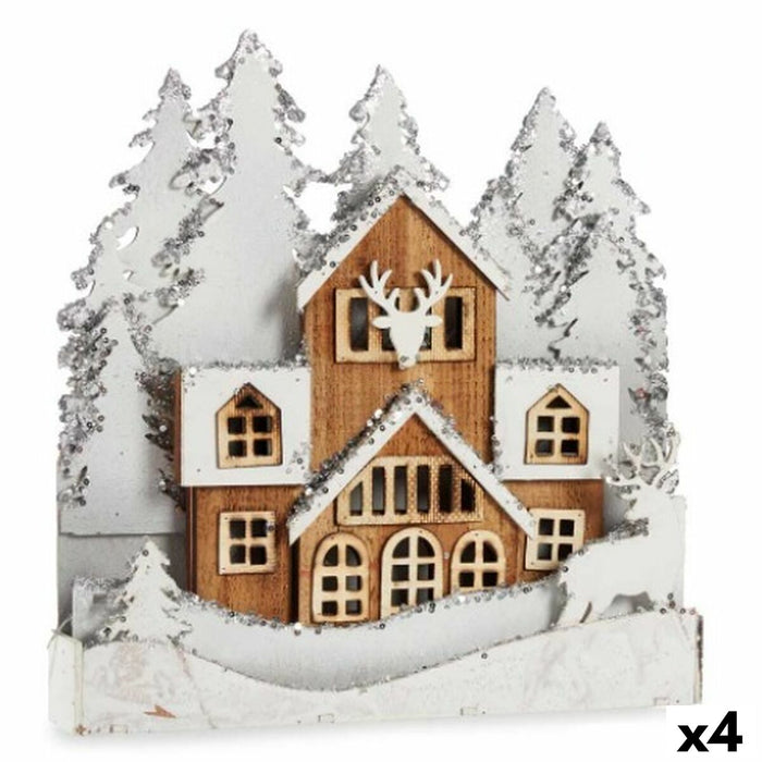 Декоративна фигурка Krist+ YF19-106 YF19-106 Бял Кафяв Селище 44 x 43 x 6 cm Светлина (4 броя)