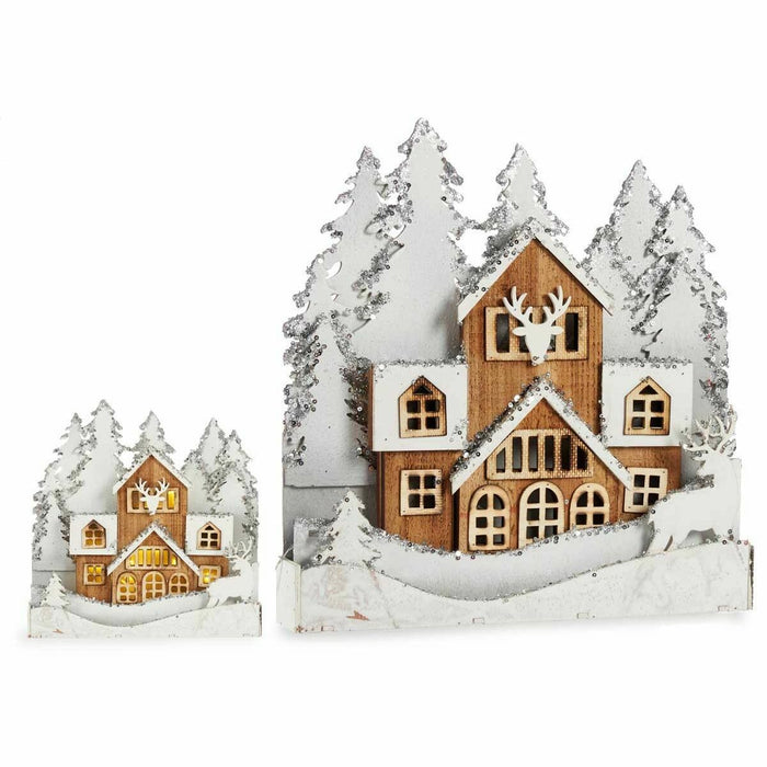 Декоративна фигурка Krist+ YF19-106 YF19-106 Бял Кафяв Селище 44 x 43 x 6 cm Светлина (4 броя)