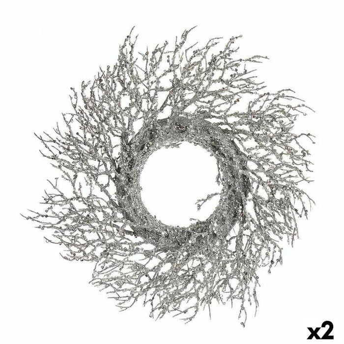 Коледен венец Krist+ 3300/16-DB9-1 3300/16-DB9-1 Сребрист Сребро Пластмаса Клон 50 x 10 x 50 cm (2 броя)