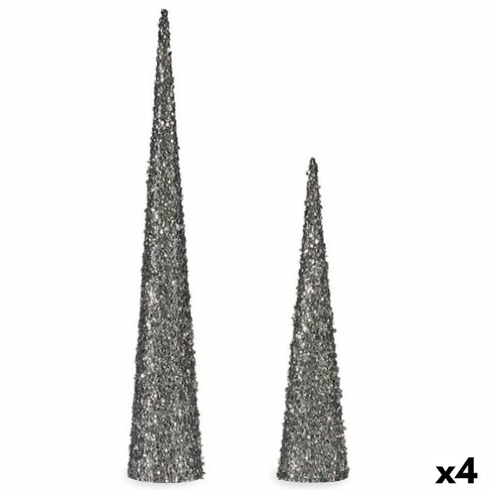 Коледна Украса Krist+ 193YYX38-MNCA-1 193YYX38-MNCA-1 Сребрист Сребро Конуси 9,5 x 60 x 9,5 cm пайети (4 броя)