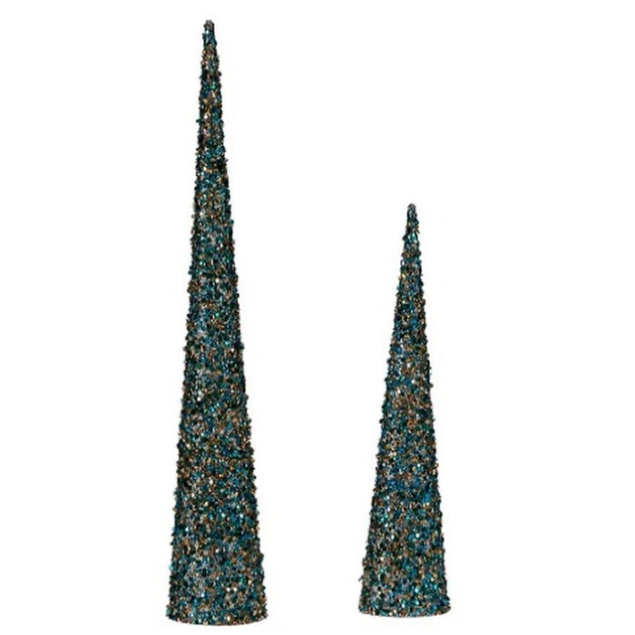 Коледна Украса Krist+ 193YYX38-MNCA-6 193YYX38-MNCA-6 Син Златен Конуси 9,5 x 60 x 9,5 cm пайети (4 броя)