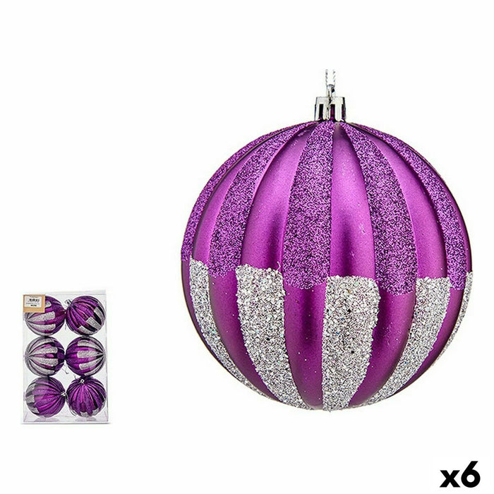 Комплект Коледни Топки Krist+ 00858 00858 Лилав Сребрист PVC 10 cm (6 броя)