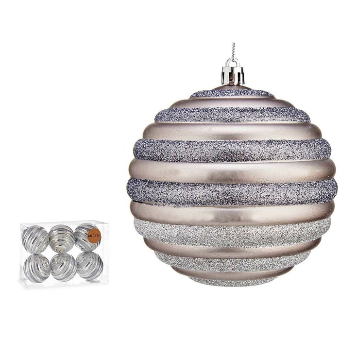 Комплект Коледни Топки Krist+ 00876 00876 Сребрист Пластмаса Кръгове 10 cm (6 броя)