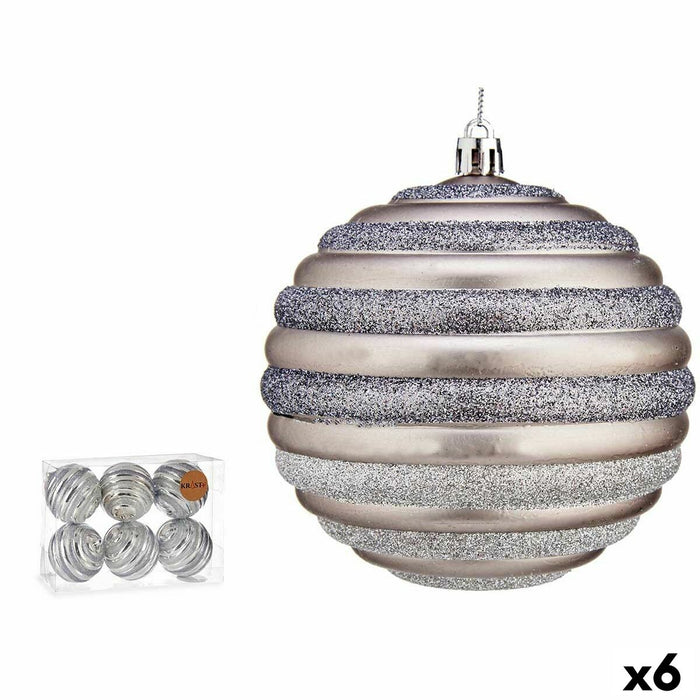 Комплект Коледни Топки Krist+ 00876 00876 Сребрист Пластмаса Кръгове 10 cm (6 броя)