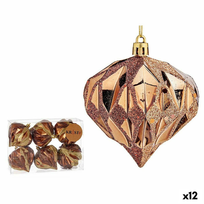 Комплект Коледни Топки Krist+ 00889 00889 Кафяв Пластмаса Диамант (12 броя)