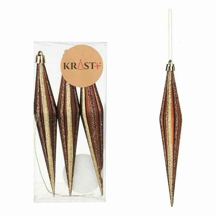 Комплект Коледни Декорации Krist+ 00899 00899 Кафяв PVC Разтеглен 8,5 x 3,5 x 19 cm (12 броя)