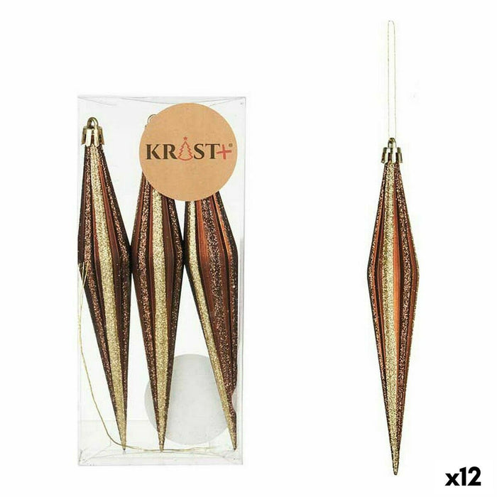 Комплект Коледни Декорации Krist+ 00899 00899 Кафяв PVC Разтеглен 8,5 x 3,5 x 19 cm (12 броя)