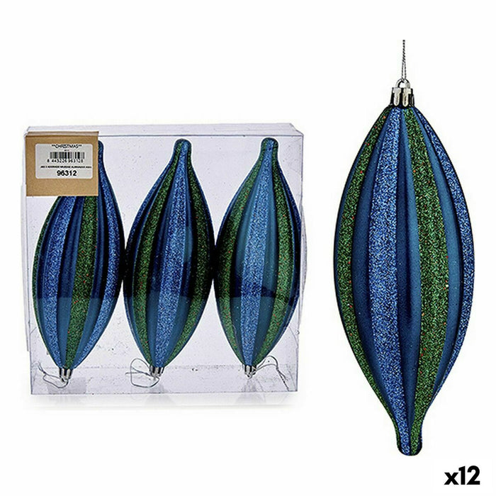 Комплект Коледни Декорации Krist+ 00907 00907 Син Зелен PVC Разтеглен 8,5 x 3,5 x 19 cm (12 броя)
