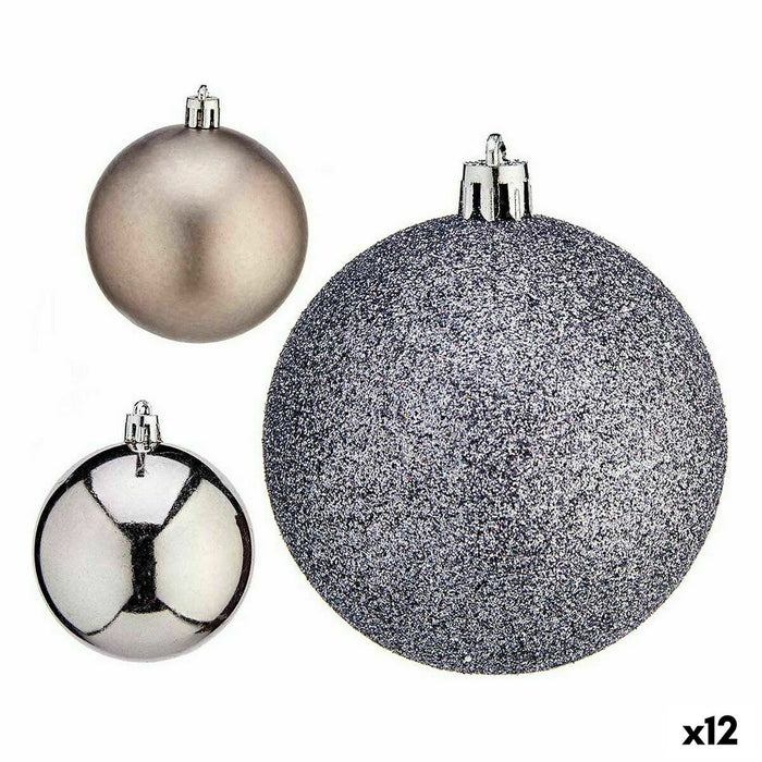 Комплект Коледни Топки Krist+ 00825 00825 Сребрист Пластмаса Ø 7 cm (12 броя)