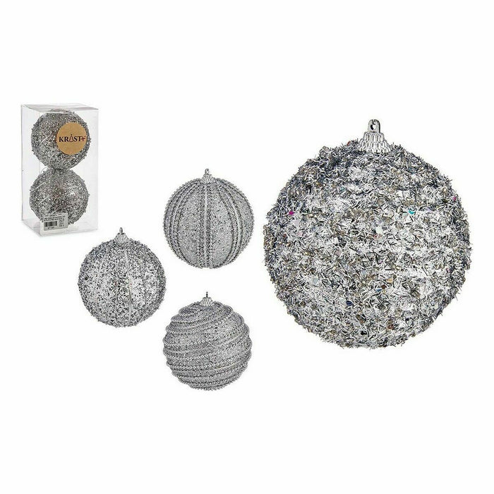 Комплект Коледни Топки Krist+ 01496 01496 Сребрист PVC Ø 10 cm С облекчение (12 броя)