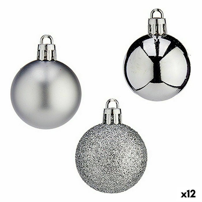 Комплект Коледни Топки Krist+ K1912485-4 K1912485-4 Сребрист Пластмаса 4 cm (12 броя)