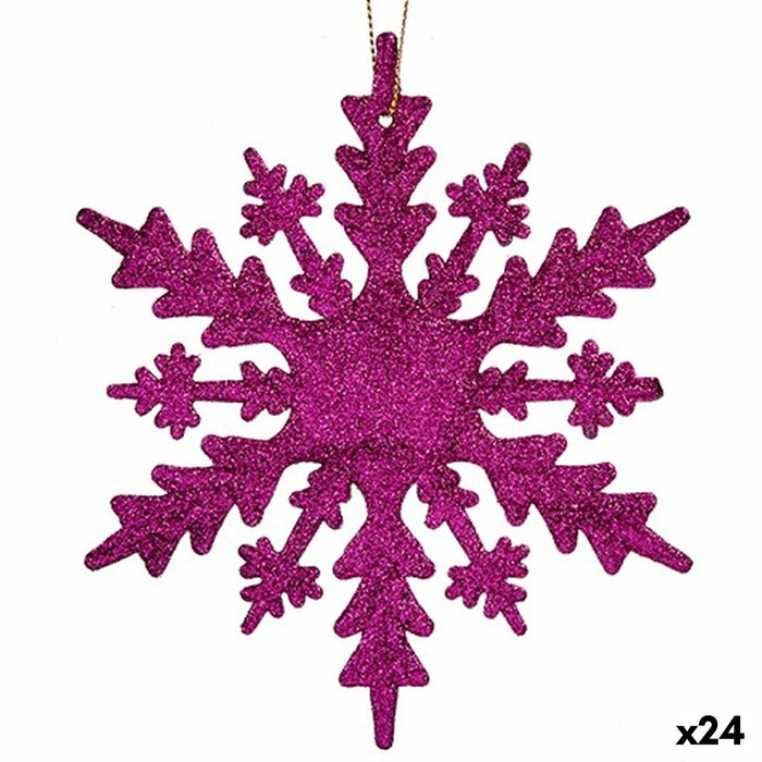 Коледна Украса Krist+ 91709 91709 Фуксия Пластмаса Пурпурин Снежинки 15 x 15 x 0,2 cm (24 броя)