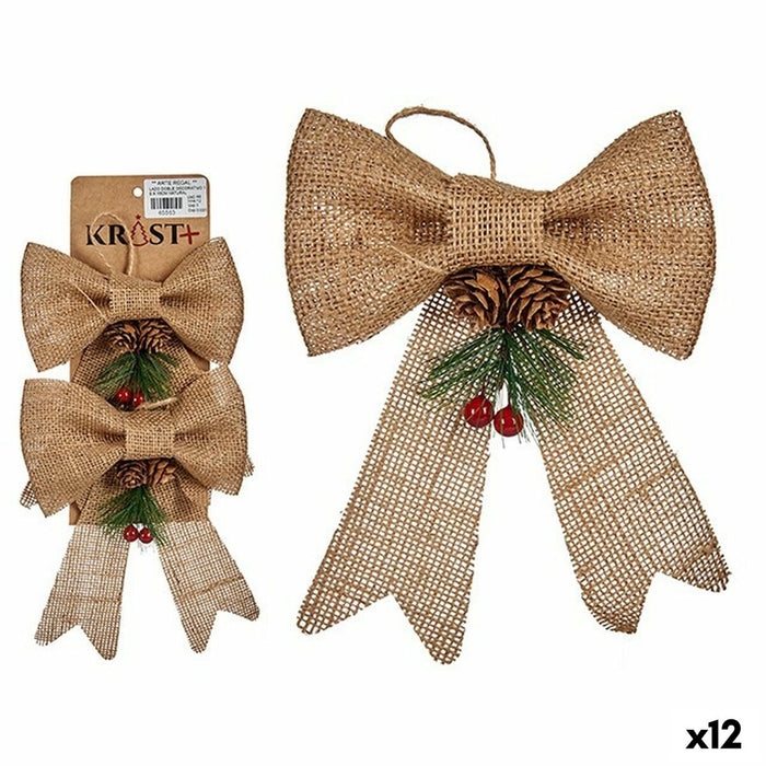 Комплект Коледни Декорации Krist+ 65563 65563 Кафяв Червен Зелен 14 x 3 x 19 cm Ласо (12 броя)