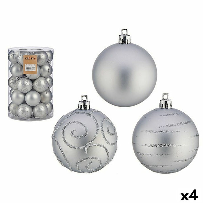 Комплект Коледни Топки Krist+ HM20119-003 HM20119-003 Сребрист PVC Ø 6 cm (4 броя)