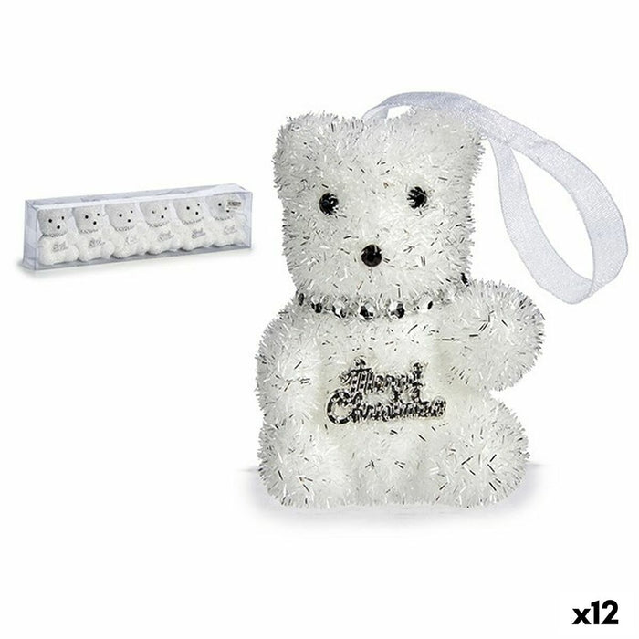 Комплект Коледни Декорации Krist+ 00534 00534 Бял Сребрист Мечка 5,5 x 7 x 5,5 cm (12 броя)