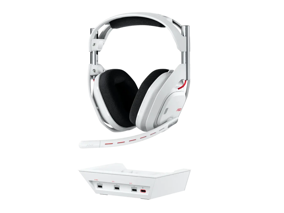 Logitech Astro A50 Lightspeed безжични слушалки с докинг станция, Бели