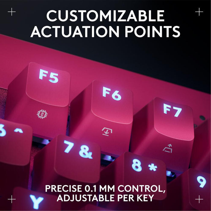 Геймърска механична клавиатура Logitech G Pro X RAPID TKL, Magnetic Analog Switch, Magenta