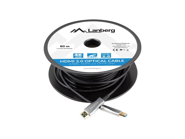Lanberg HDMI M/M v2.0 кабел 80m оптичен черен aoc