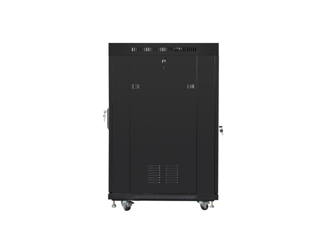 Lanberg стелаж шкаф 19" свободно стоящ 22U/600x800 (плосък пакет) със стъклена врата LCD черен v2