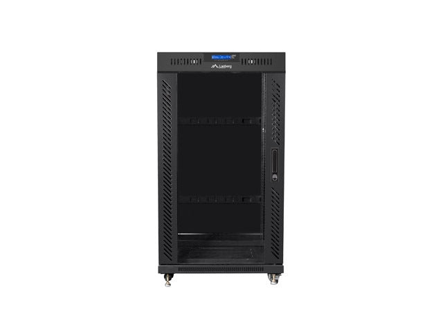 Lanberg стелаж шкаф 19" свободно стоящ 22U/600x800 (плосък пакет) със стъклена врата LCD черен v2