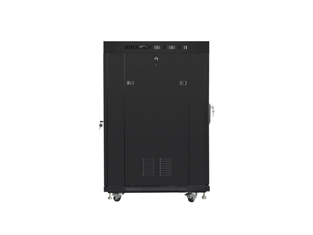 Lanberg стелаж шкаф 19" свободно стоящ 22U/600x800 (плосък пакет) със стъклена врата LCD черен v2