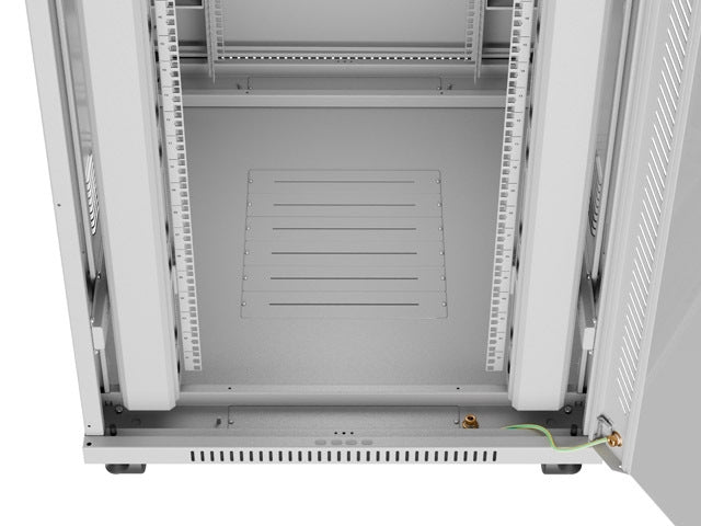 Lanberg стелажен шкаф 19" свободностоящ 42U/800x1000 (плосък пакет) със стъклена врата LCD сив v2