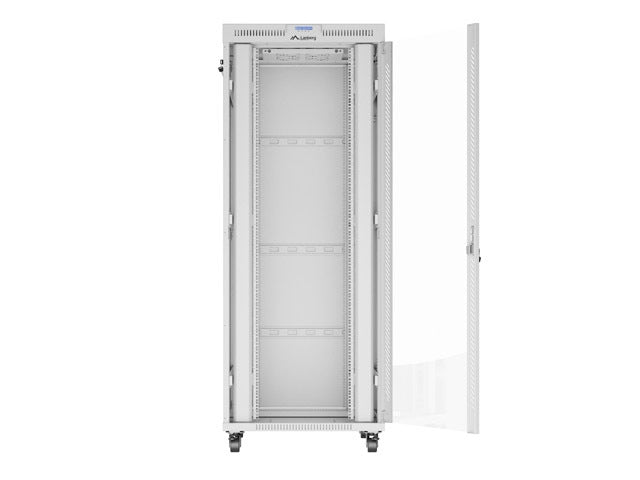 Lanberg стелажен шкаф 19" свободностоящ 42U/800x1000 (плосък пакет) със стъклена врата LCD сив v2