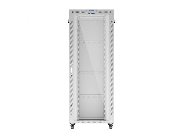 Lanberg стелажен шкаф 19" свободностоящ 42U/800x1000 (плосък пакет) със стъклена врата LCD сив v2