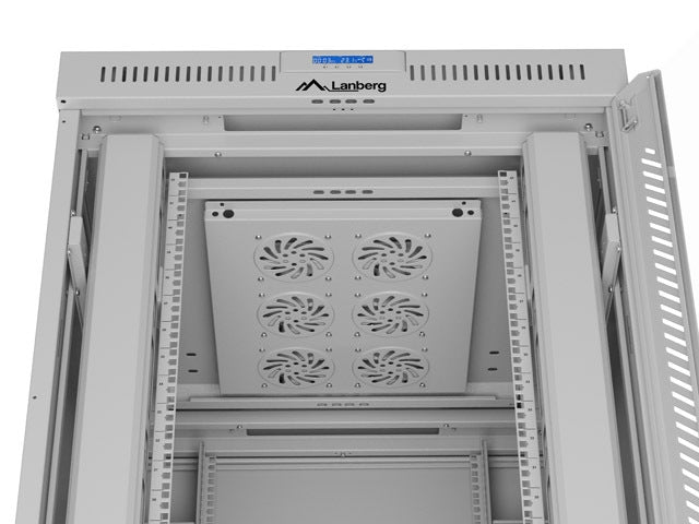 Lanberg стелажен шкаф 19" свободностоящ 42U/800x1000 (плосък пакет) със стъклена врата LCD сив v2