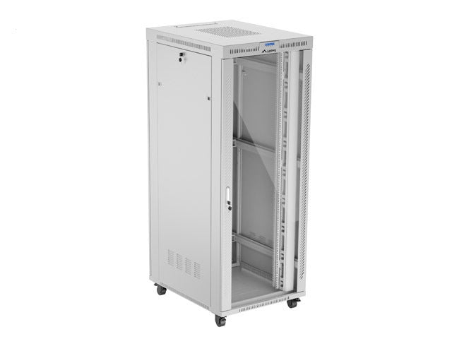 Lanberg стелажен шкаф 19" свободностоящ 42U/800x1000 (плосък пакет) със стъклена врата LCD сив v2