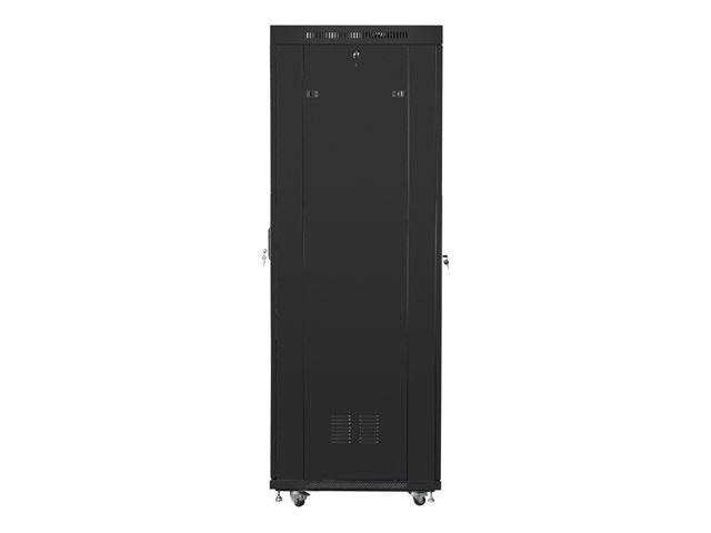 Lanberg стелажен шкаф 19" свободностоящ 42U/800x800 (плосък пакет) със стъклена врата LCD черен v2