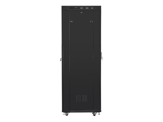 Lanberg стелажен шкаф 19" свободностоящ 42U/800x800 (плосък пакет) със стъклена врата LCD черен v2