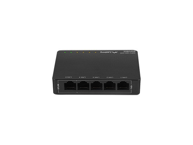 Lanberg комутатор dsp3-1005-60w 5x 1GB poe+ (4 порта poe 30w/порт макс. 60w) неуправляем работен плот
